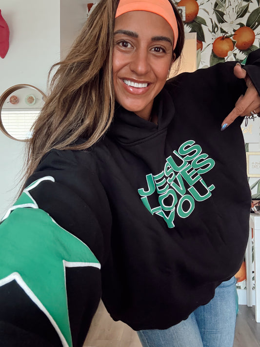 Jesus Loves You “CHECK FRONT” Star Hoodie