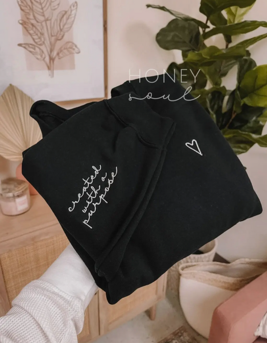 Created with a Purpose  Embroidered Sweatshirt - Black