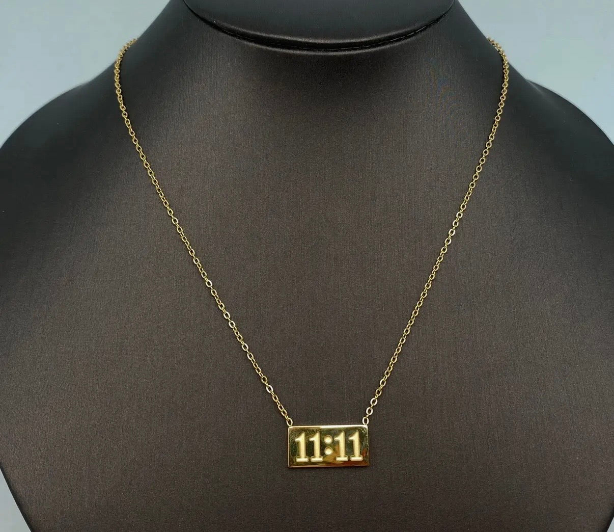 “11:11” Charm Pendant Stainless Steel Necklace • GOLD