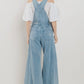 LIGHT WASH Wide Leg Distressed Denim Overalls