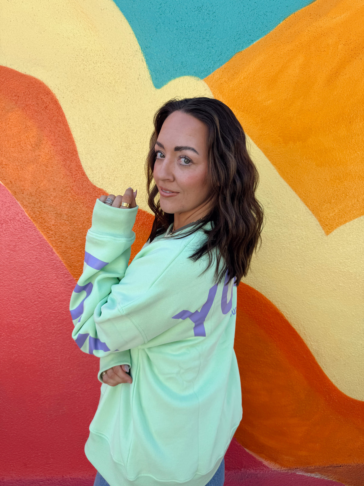 Be Yourself Love Yourself Oversized Sweatshirt • MINT