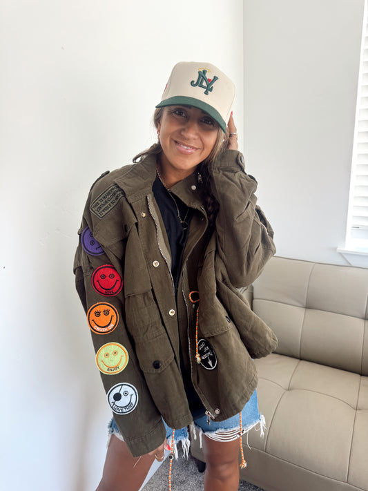 Smile Patchwork Jacket • OLIVE