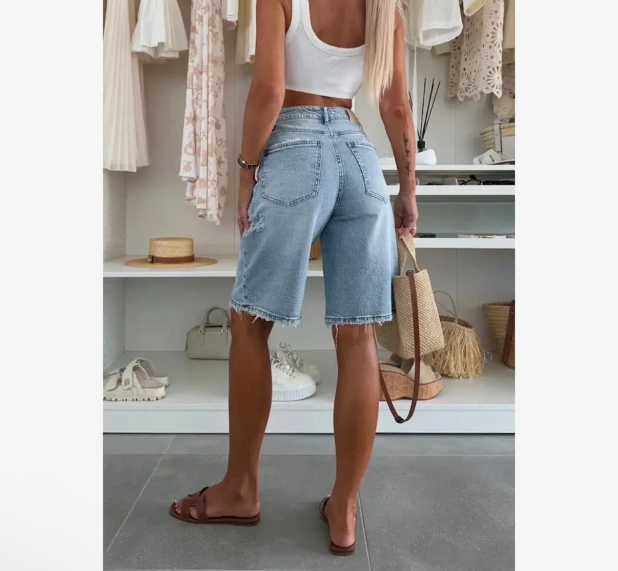 Urban Casual Loose Washed Out Ripped Denim Shorts