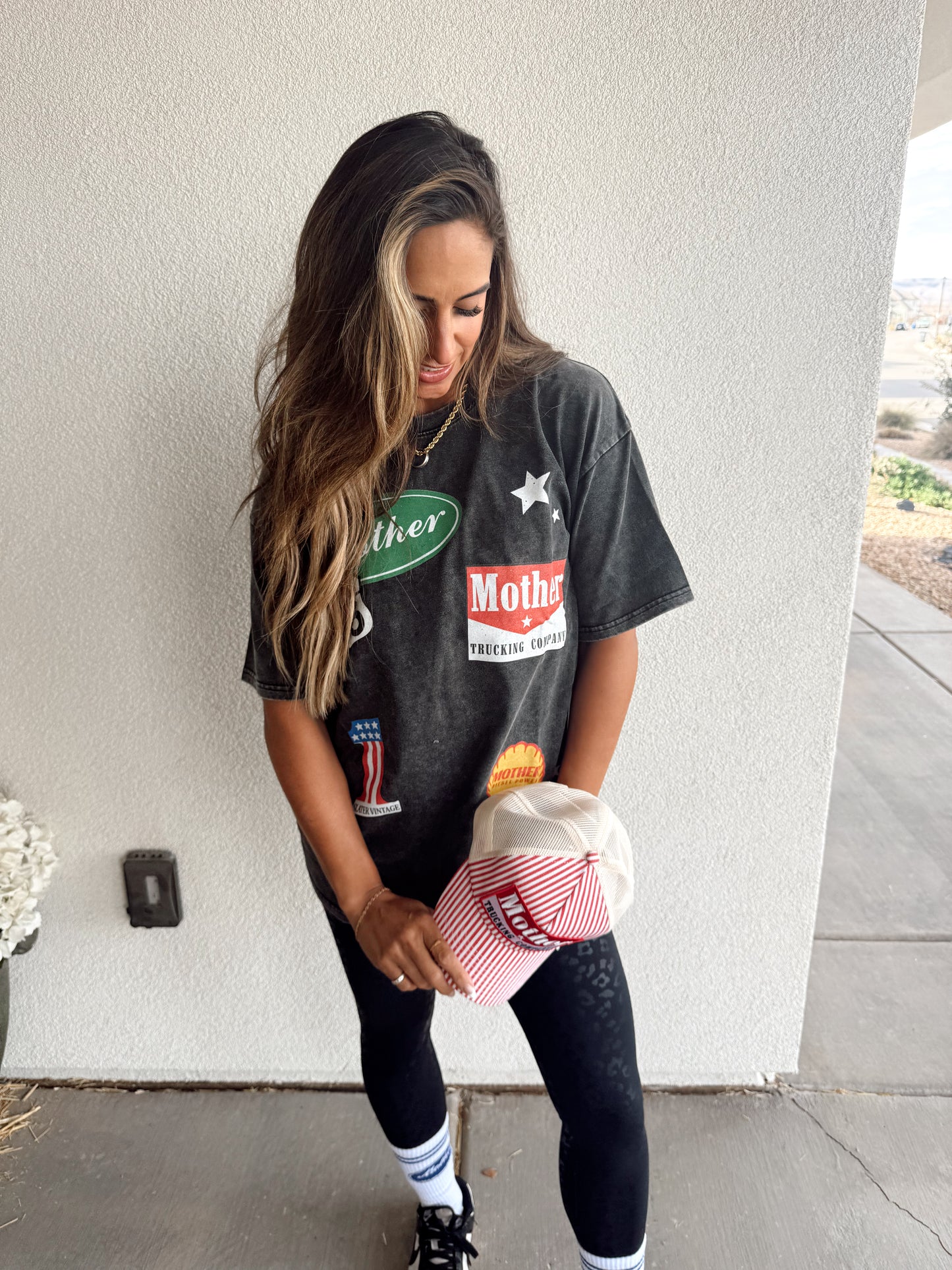 All American Mother Oversized Acid Wash Graphic Tee