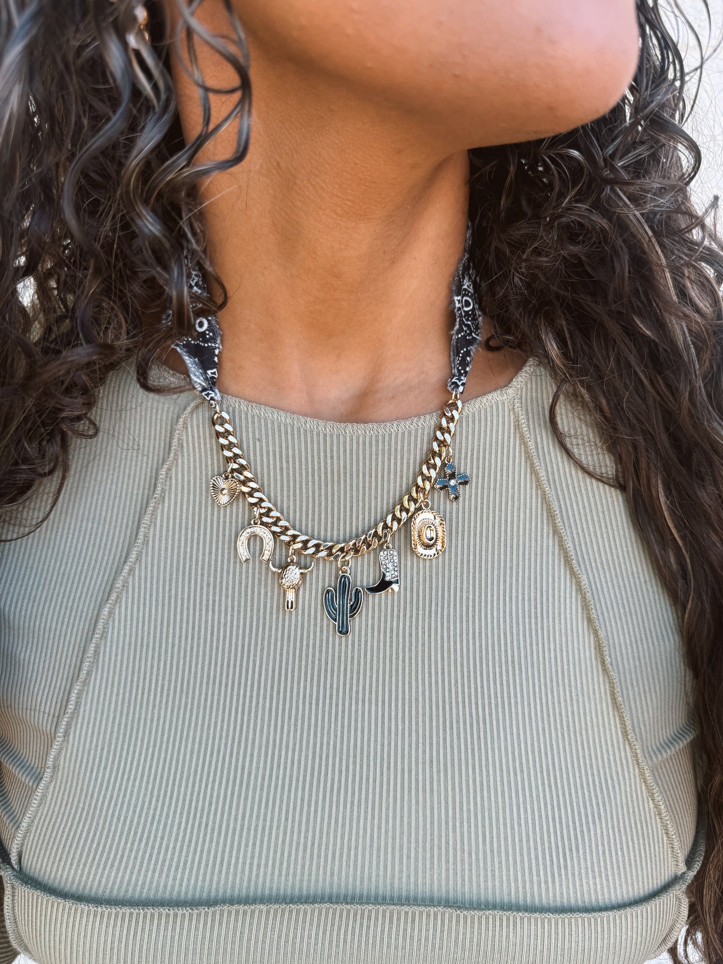 Charm Scarf Necklace- Western