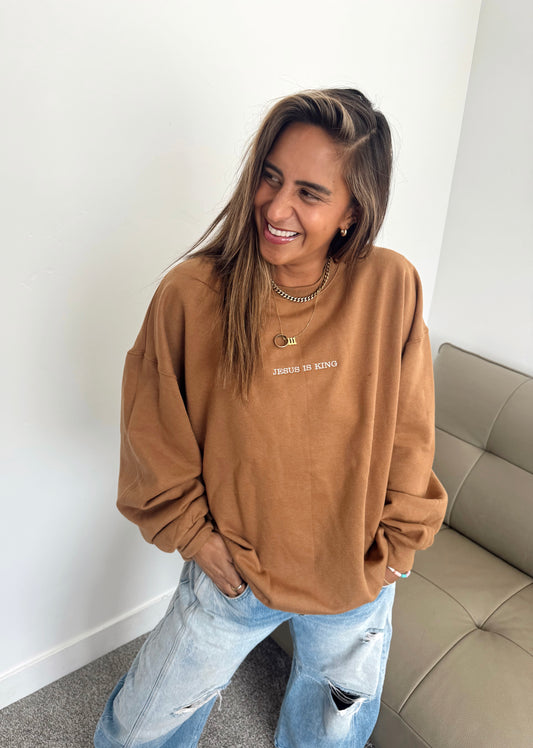 Jesus is King Embroidered Sweatshirt