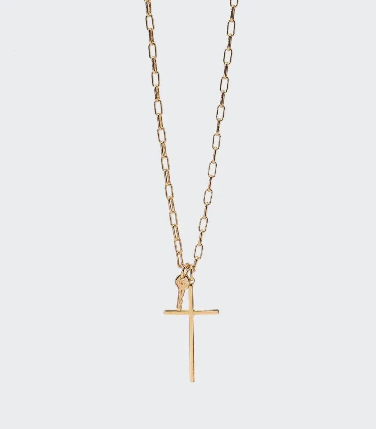 Gold Cross and Mini Key Necklace • preorder