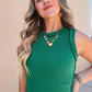 Ribbed Sleeveless Tank • Green •PREORDER