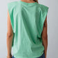 Padded Shoulder Sleeveless Cotton Muscle Tee