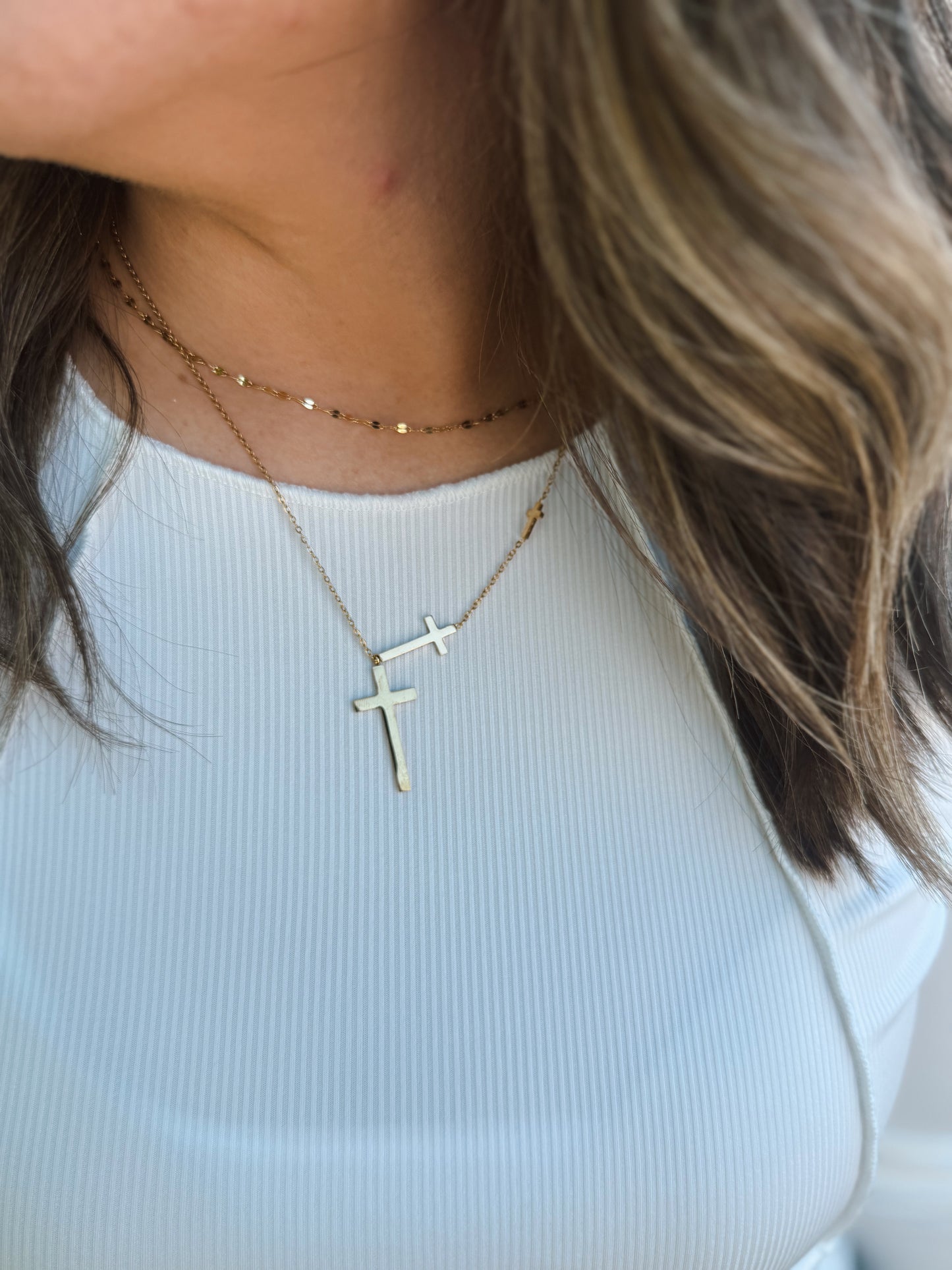 18K Stainless Steel Cross Necklace • Tarnish Free