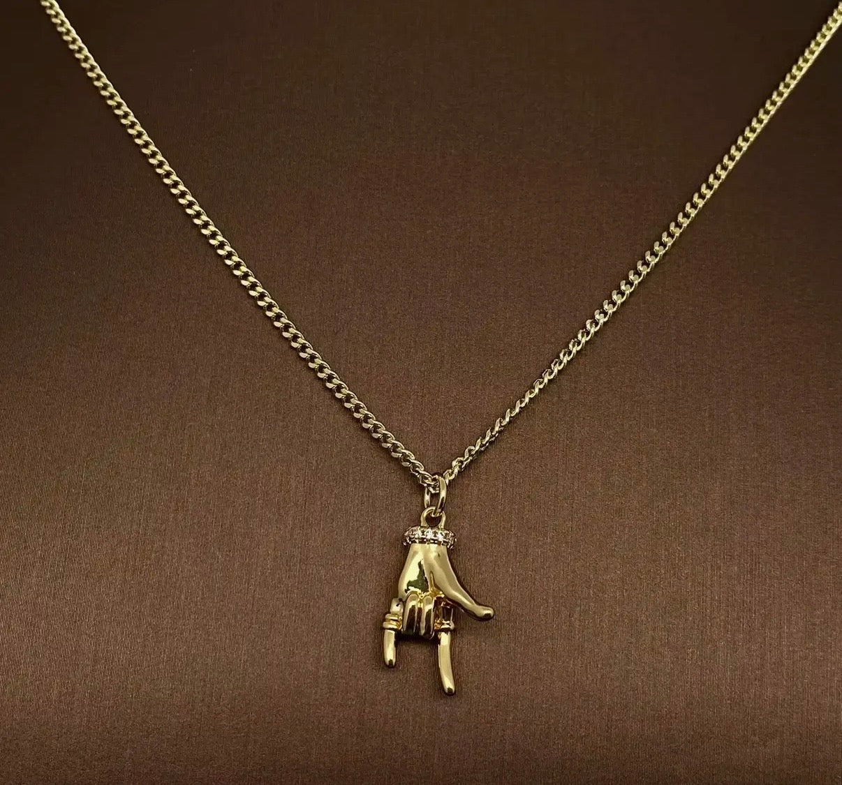 “I Love You” sign Charm 18K Gold Plated Necklace