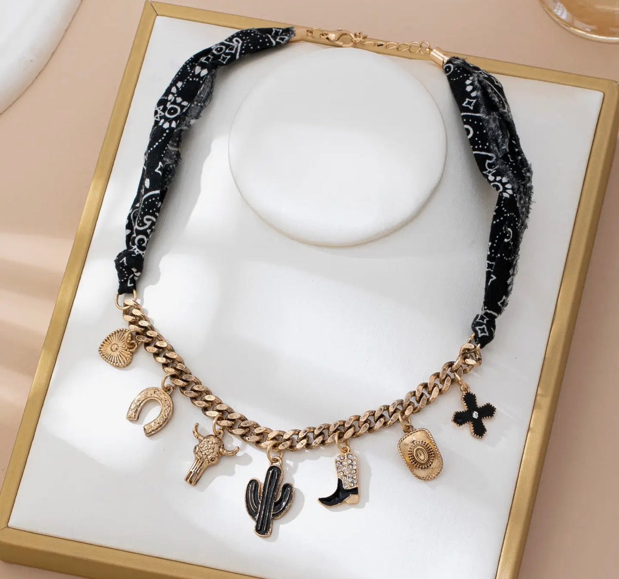Charm Scarf Necklace- Western