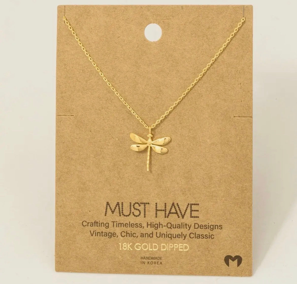 Gold Dragonfly Pendant Necklace
