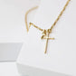 Gold Cross and Mini Key Necklace • preorder