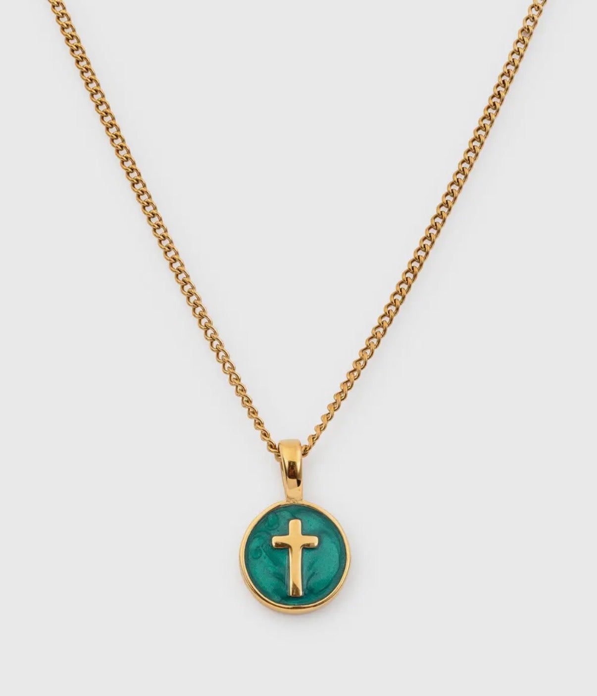 Emerald Agape Cross Pendant Necklace