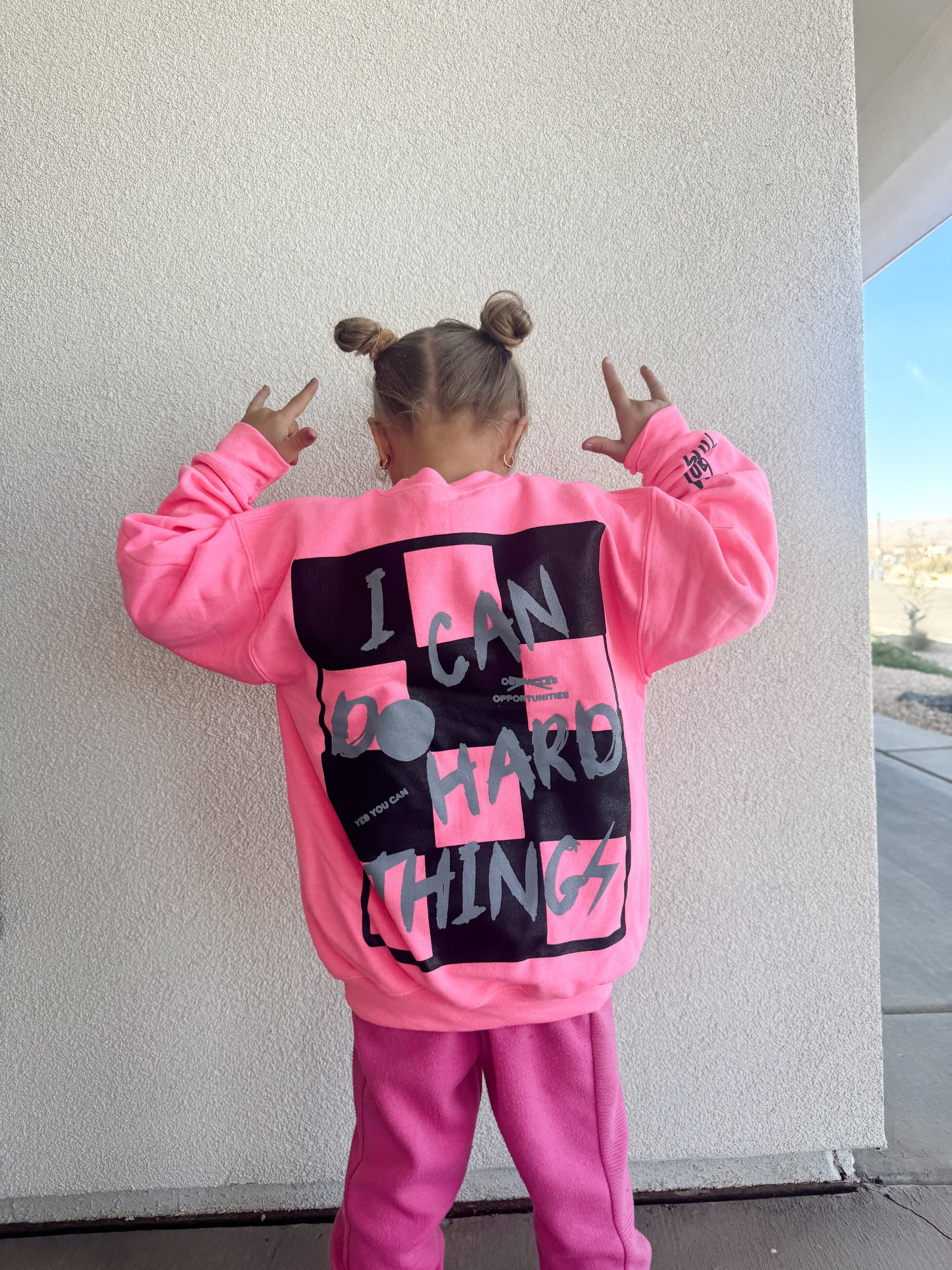 Pink and Black  "I Can Do Hard Things" Crewneck