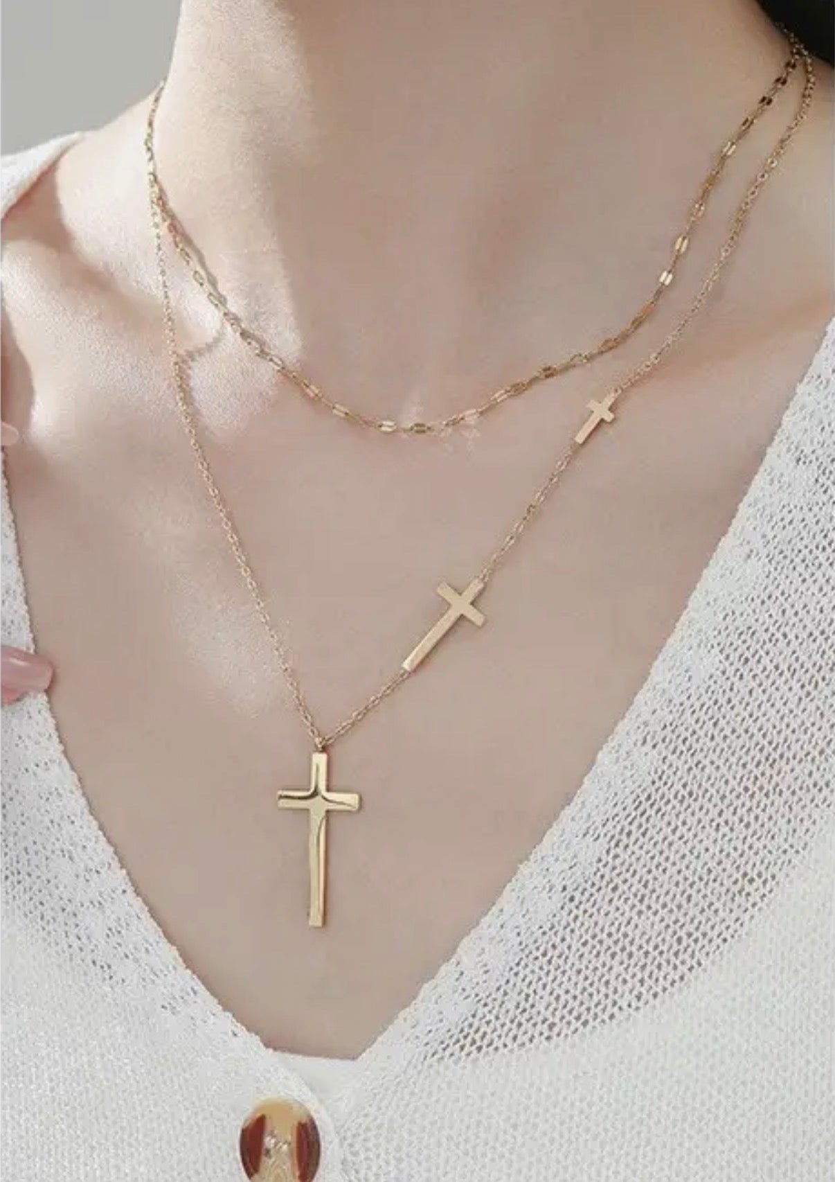 18K Stainless Steel Cross Necklace • Tarnish Free