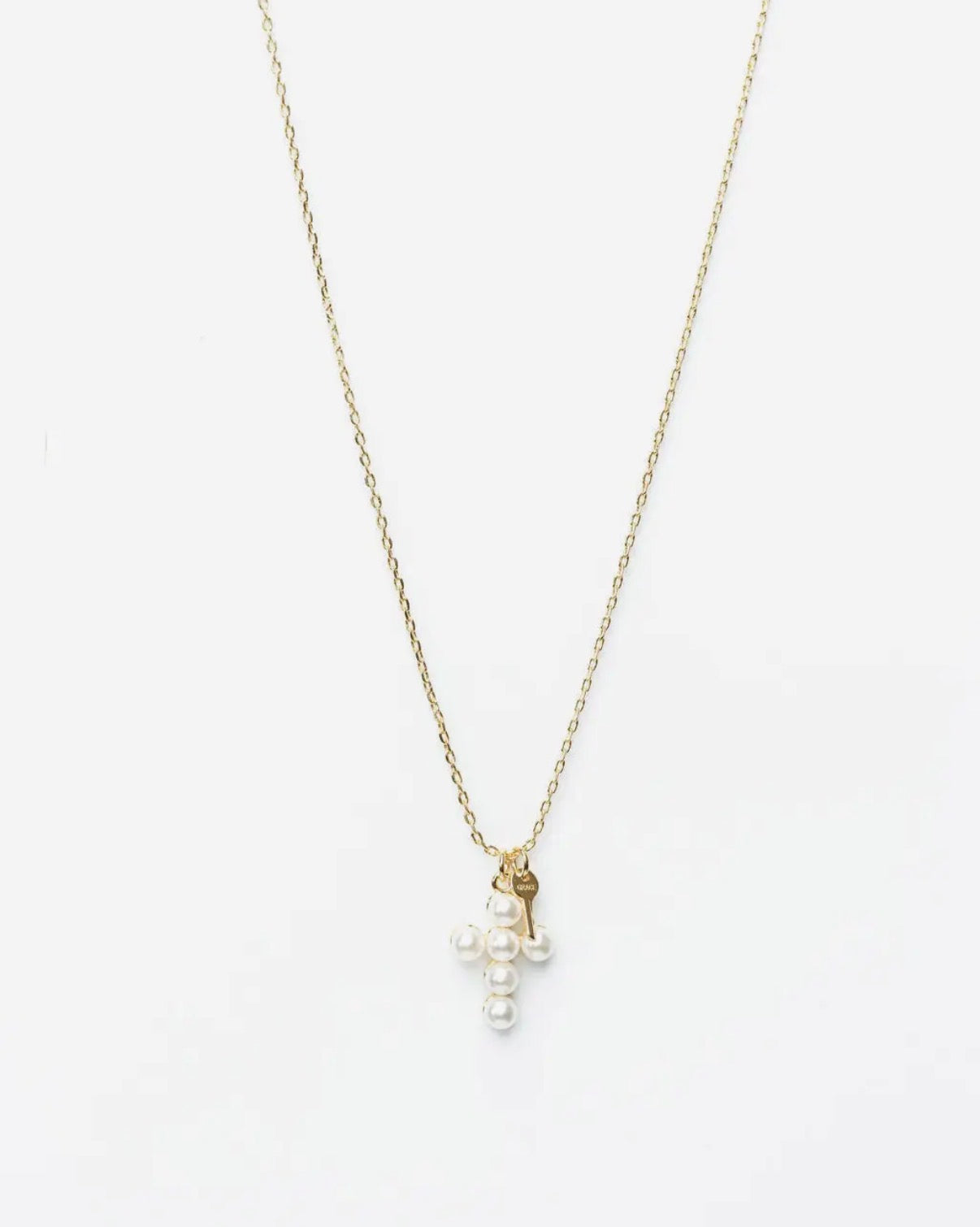 Pearl Cross + Mini Key Necklace