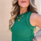 Ribbed Sleeveless Tank • Green •PREORDER