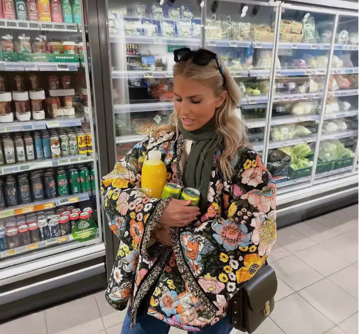 Flared Sleeve Printed Cotton Jacket