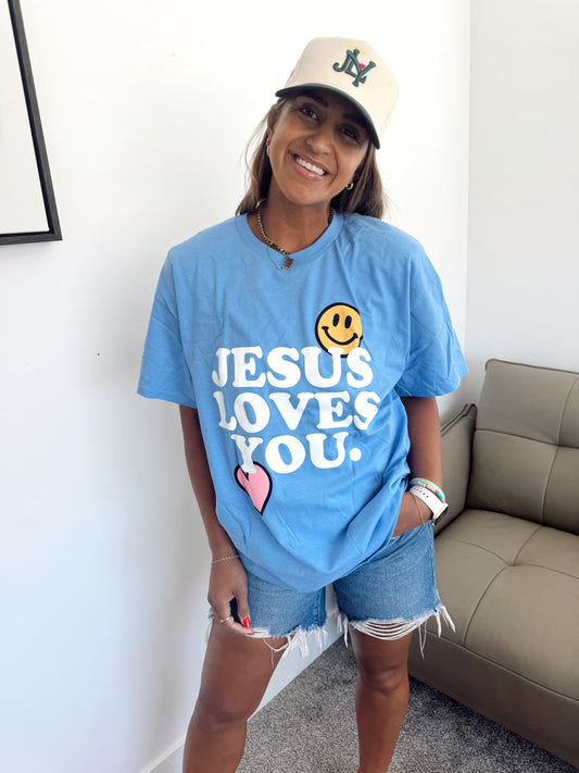Smile // Jesus Loves You Tee | Blue