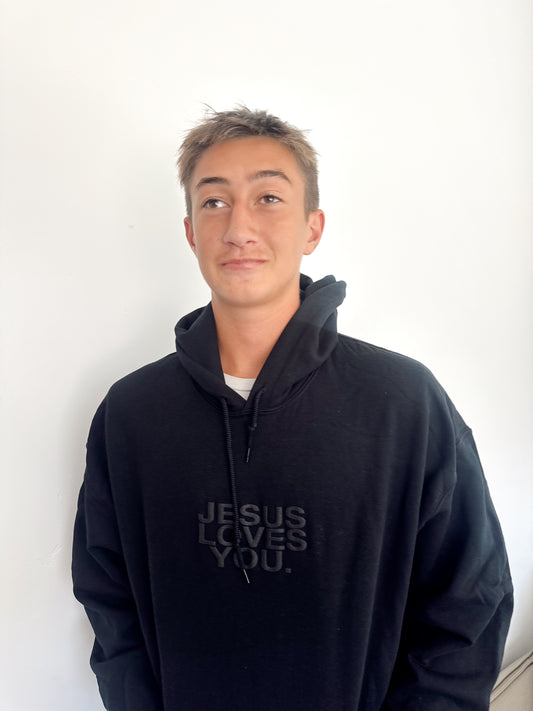 Jesus Loves You HOODIE // Black on Black