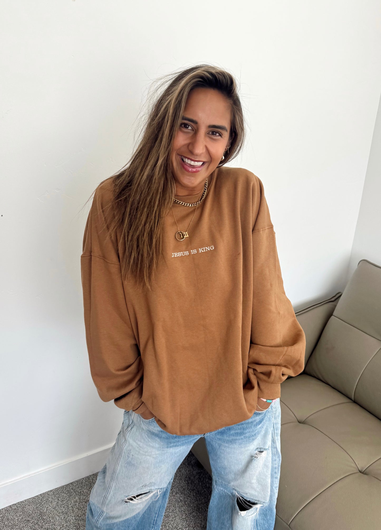 Jesus is King Embroidered Sweatshirt