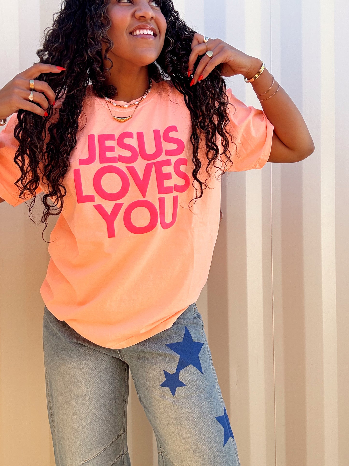 Jesus Loves You Puff Tee | Cantaloupe