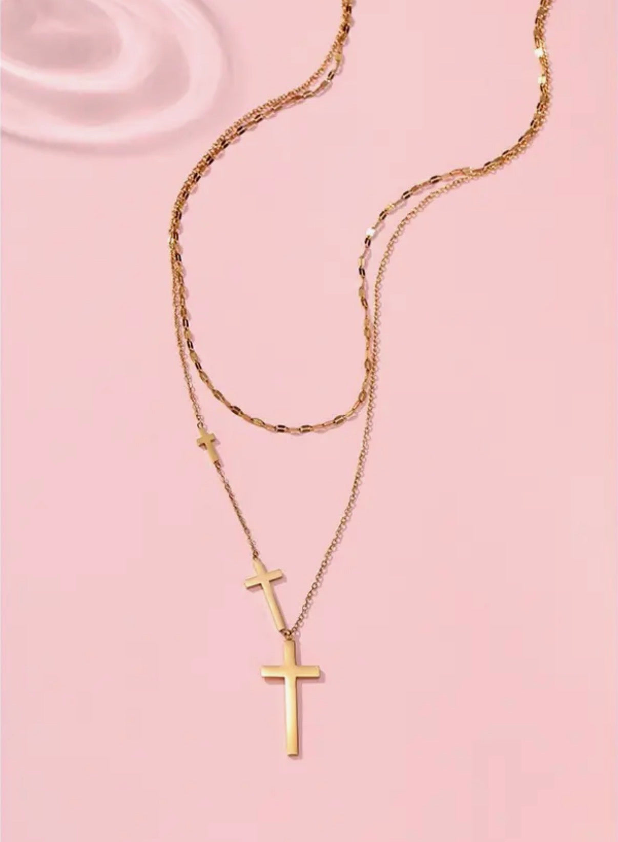 18K Stainless Steel Cross Necklace • Tarnish Free