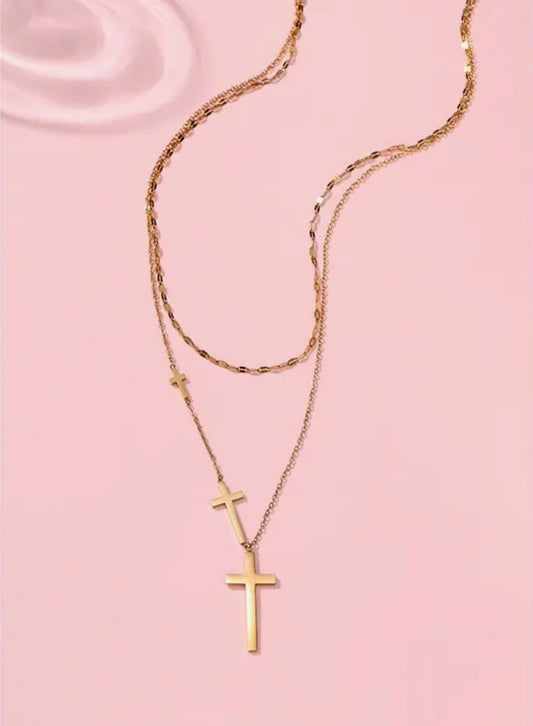 18K Stainless Steel Cross Necklace • Tarnish Free