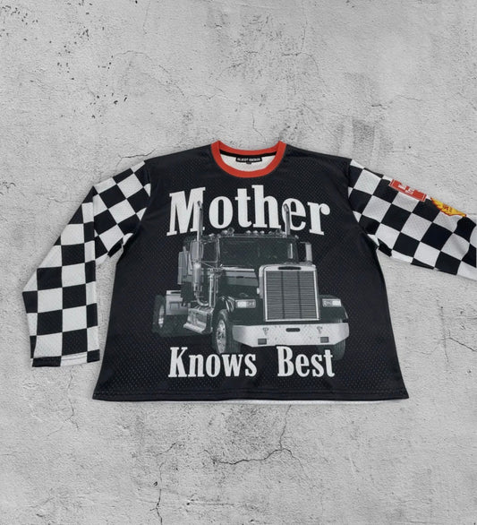 Limited Mother Knows Best Trendy Cherry Red Mesh Jersey