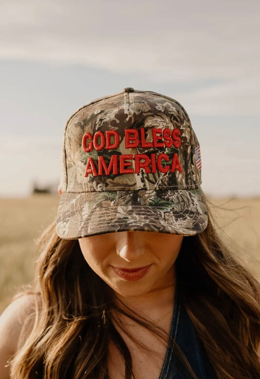 God Bless America Camo Hat