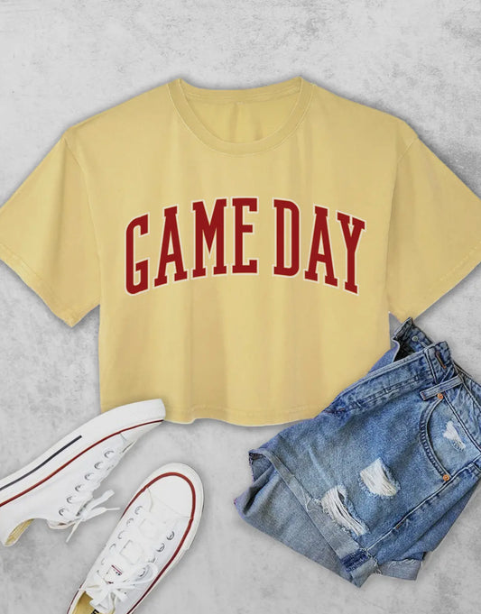 Vintage Game Day Crop Top • YELLOW