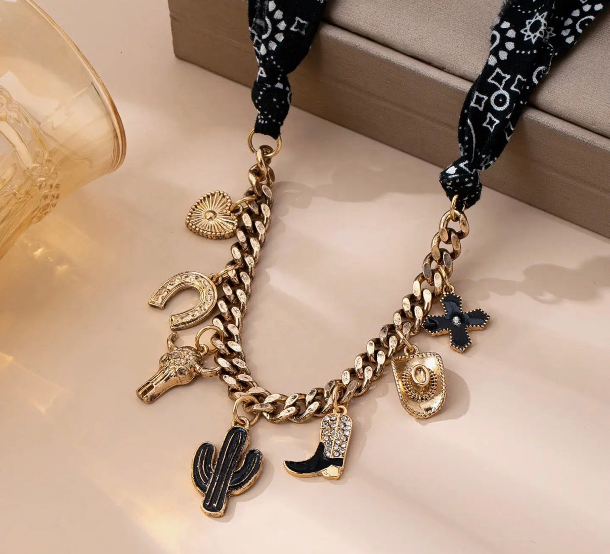 Charm Scarf Necklace- Western