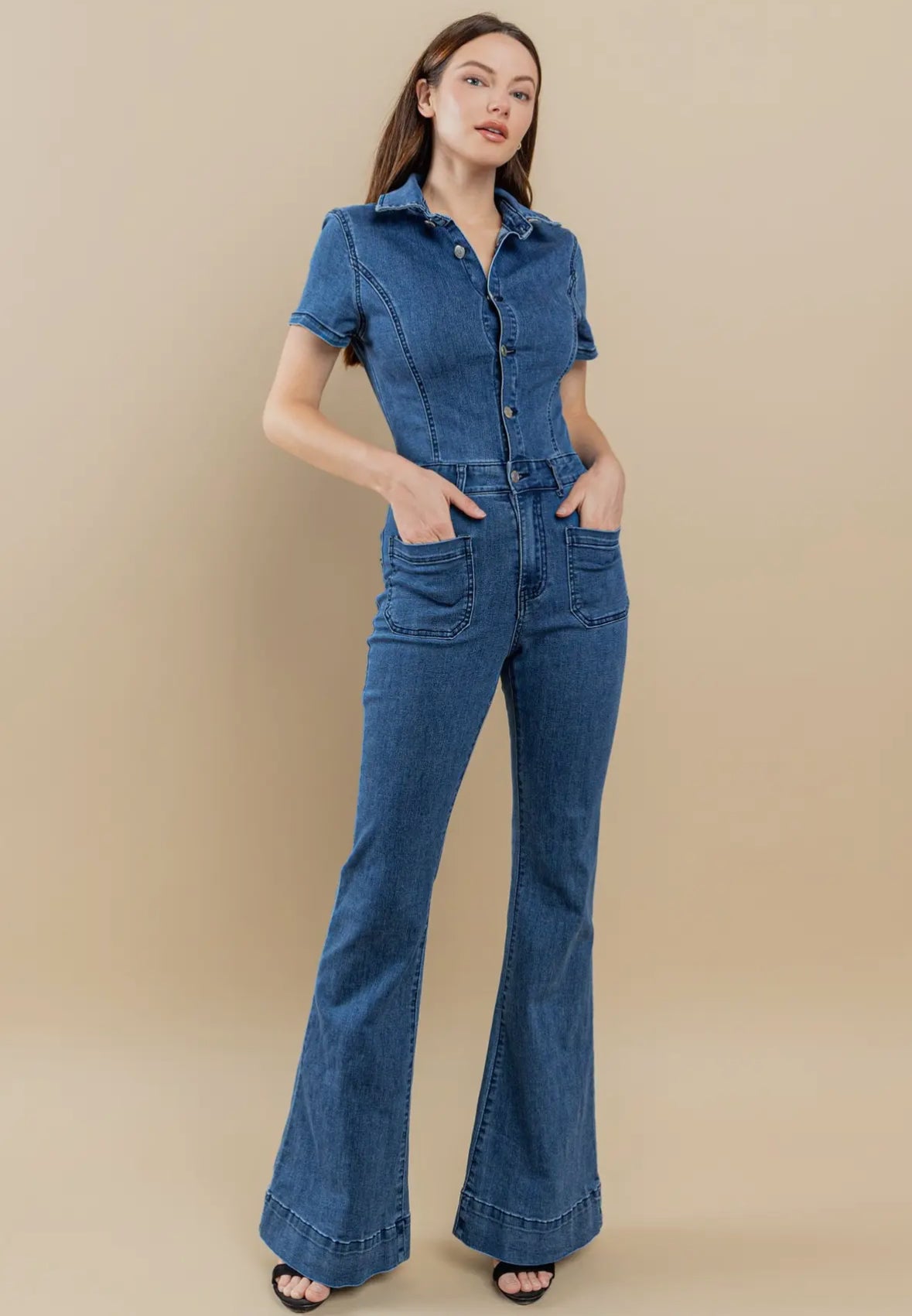 DENIM Western Bellbottom Jumpsuit