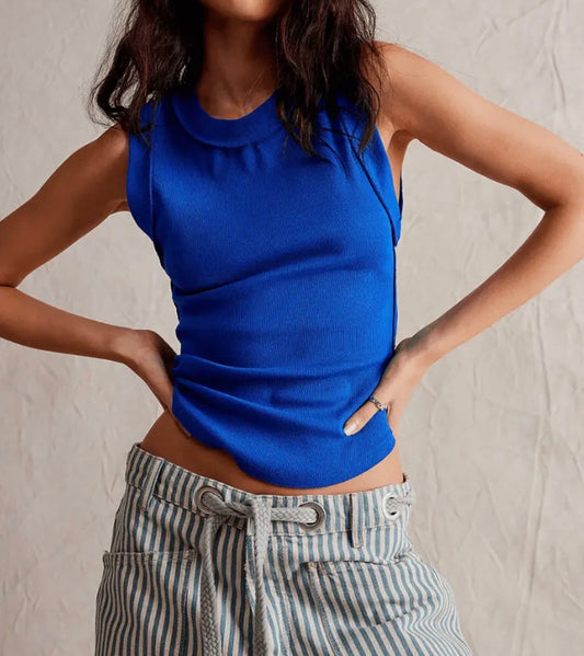 Ribbed Sleeveless Tank • Blue