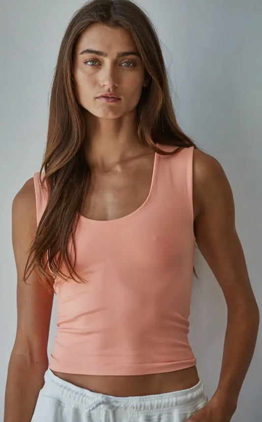 Double Layered Seamless Top || Peachy Pink