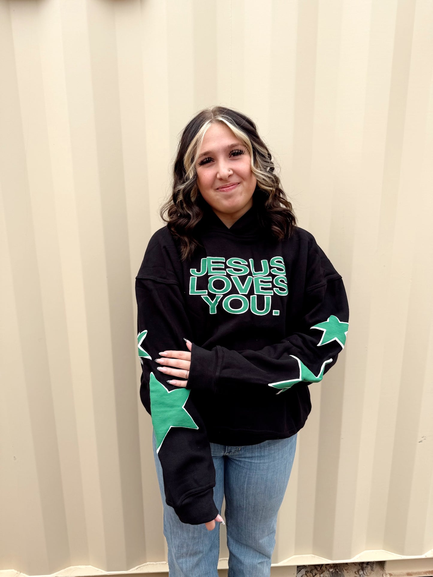 Jesus Loves You “CHECK FRONT” Star Hoodie