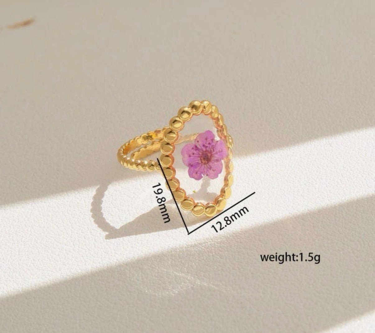 18K Stainless Steel Tarnish Free Floral Rings | OVAL VIOLET