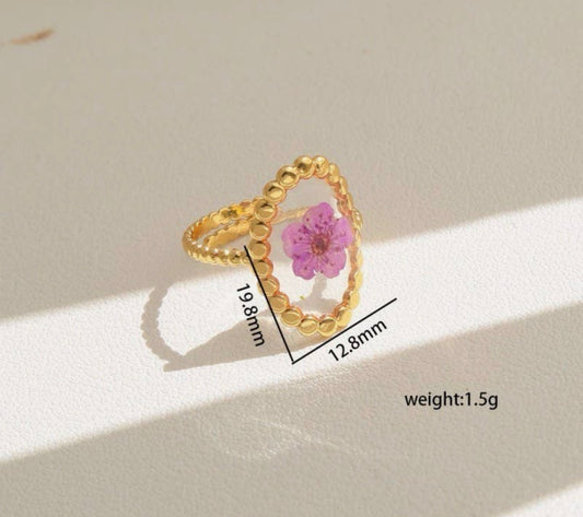 18K Stainless Steel Tarnish Free Floral Rings | OVAL VIOLET