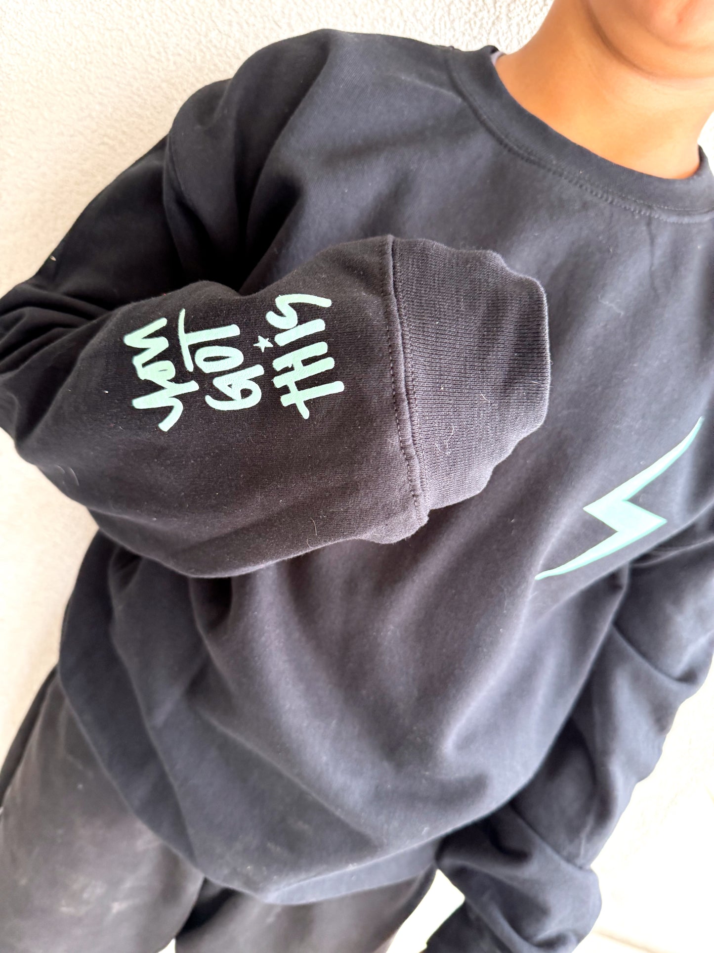 Black Teal and Pink  "I Can Do Hard Things" Crewneck