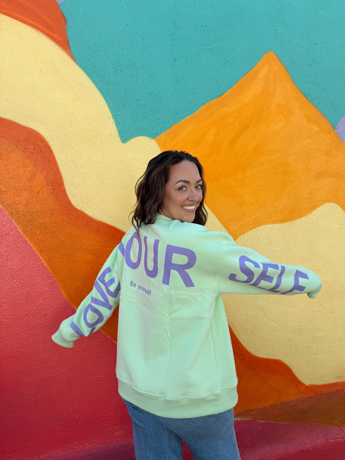 Be Yourself Love Yourself Oversized Sweatshirt • MINT