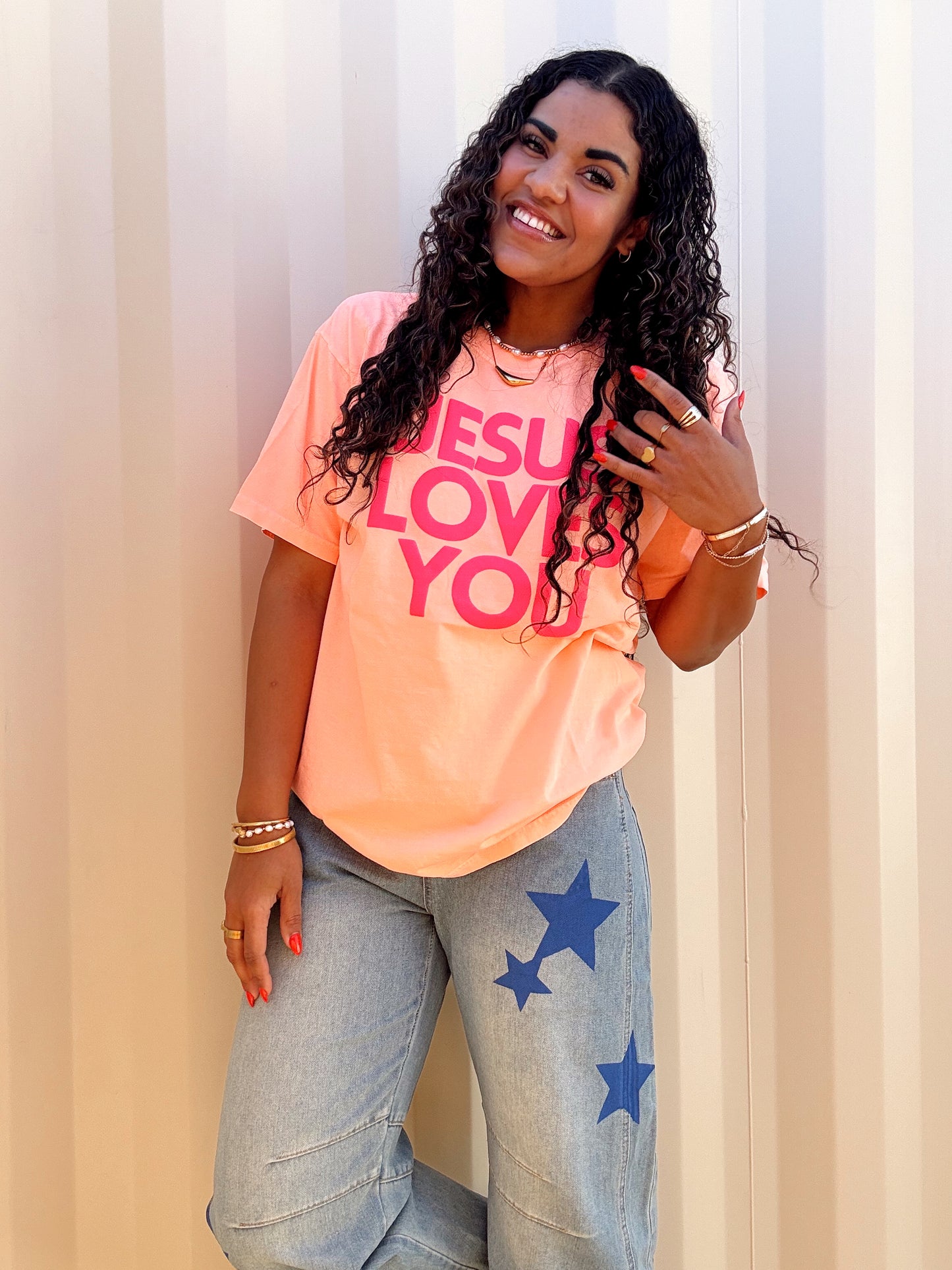 Jesus Loves You Puff Tee | Cantaloupe