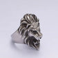 Stainless Steel Lion Head King Animal Ring Silver
