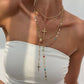 Boho Y Stone Cross Layered Necklace