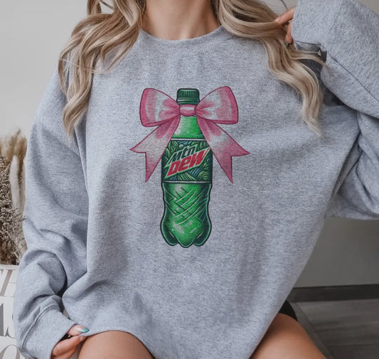 Mtn Dew Pink Bow Soda Bottle Pullover