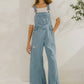 LIGHT WASH Wide Leg Distressed Denim Overalls