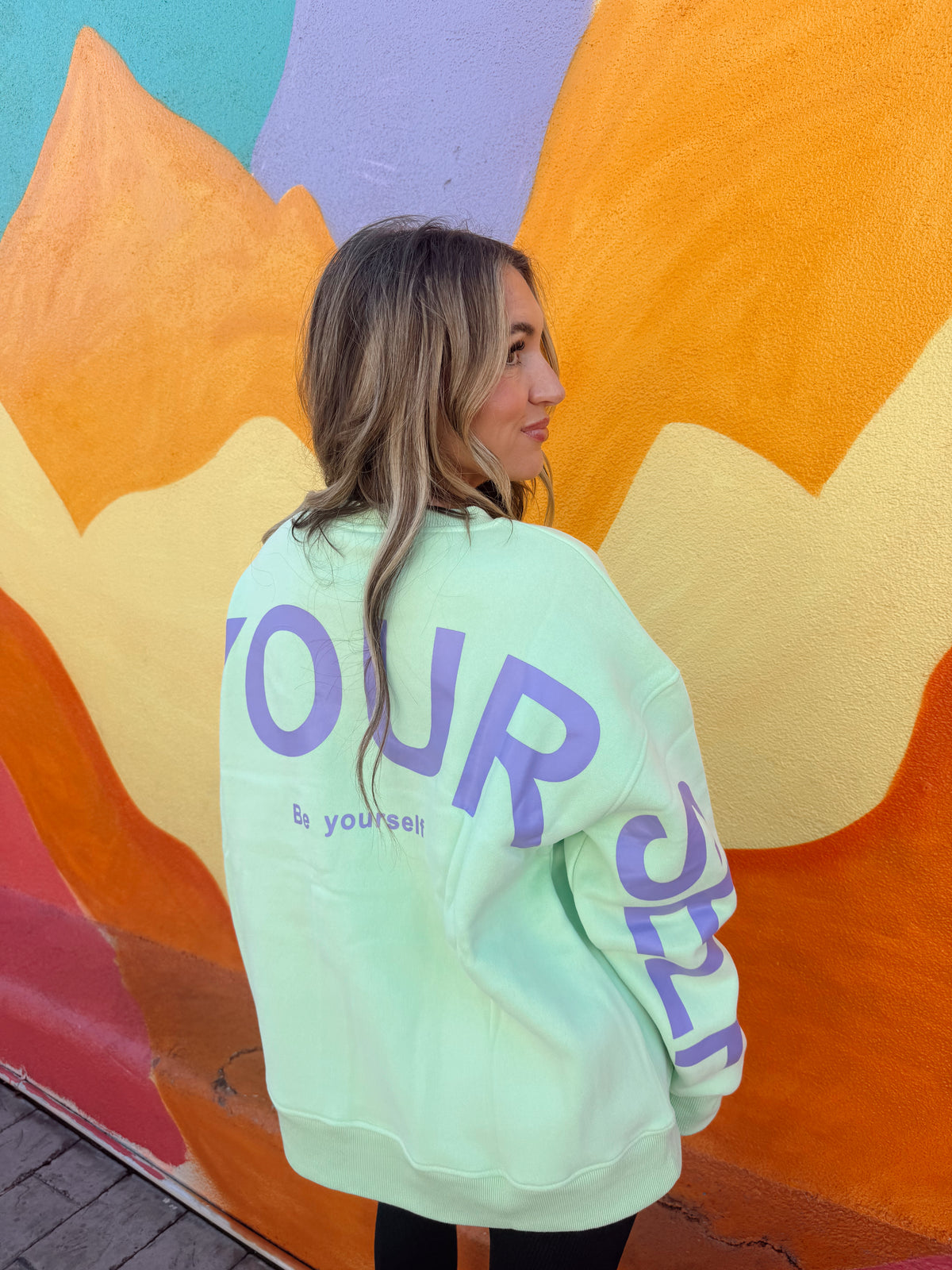 Be Yourself Love Yourself Oversized Sweatshirt • MINT