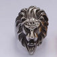 Stainless Steel Lion Head King Animal Ring Silver