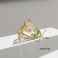18K Stainless Steel Tarnish Free Floral Rings | HEART GREEN